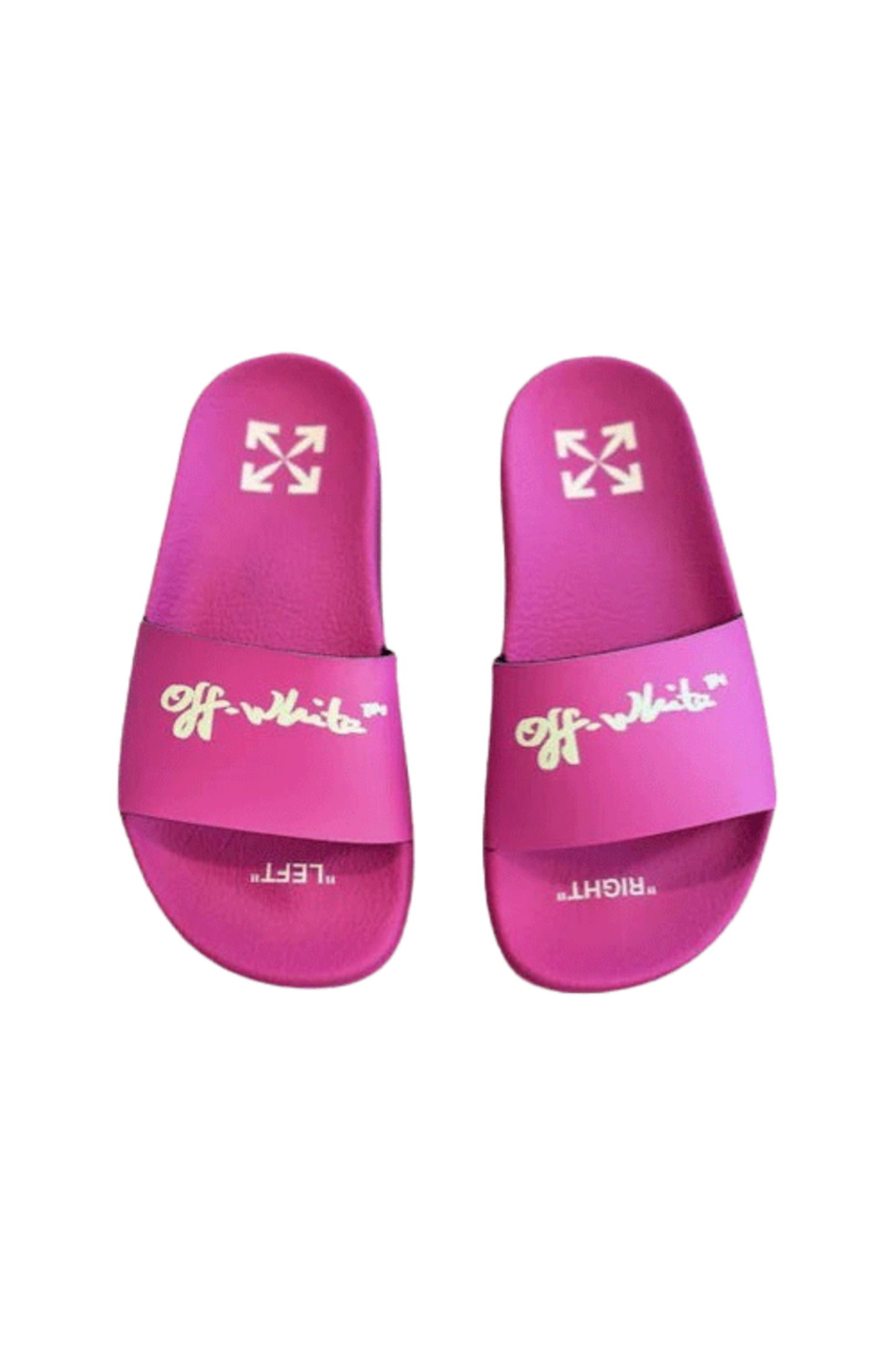 OFF White Pool Slides Fuchsia/Yellow For Kids