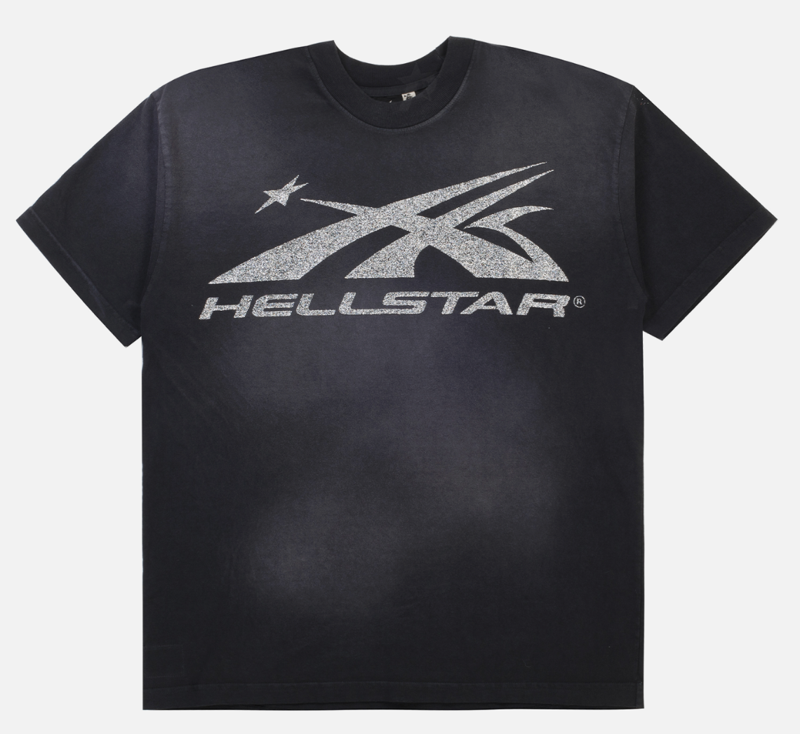 Hellstar Glitter Sport Logo Tee Vintage Grey
