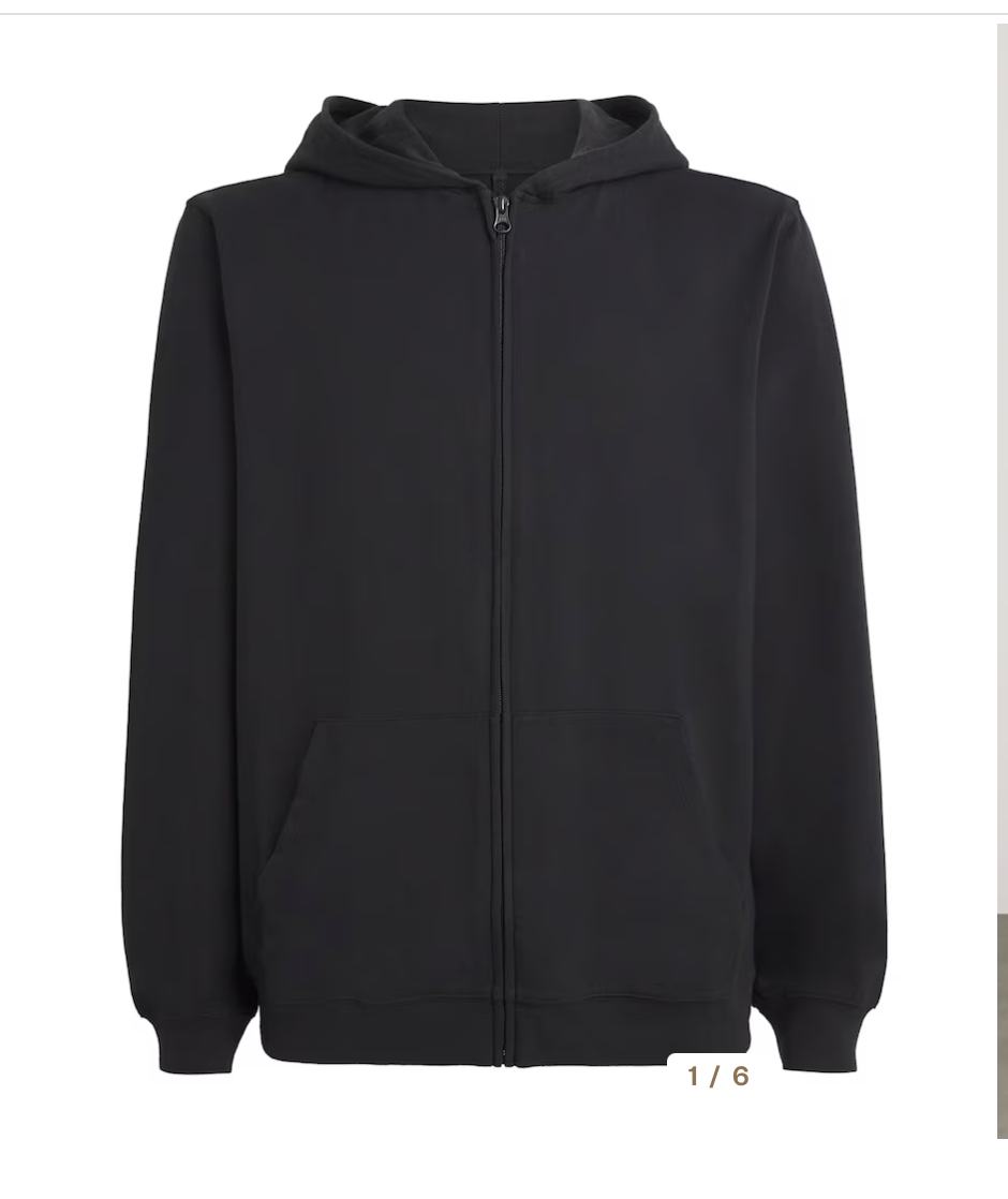SKIMS Jersey Lounge Zip-Up Hoodie Black