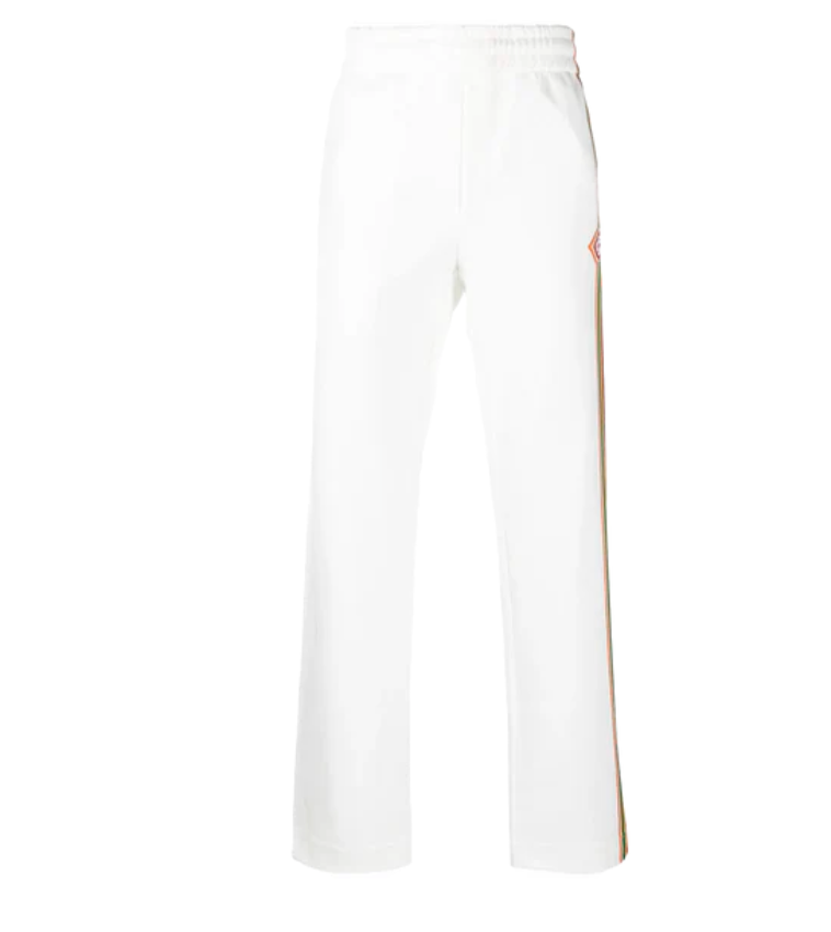 CASABLANCA LOOPBACK JERSEY SIDE STRIPE TRACKSUIT BOTTOM "WHITE" - Qualité Los Angeles