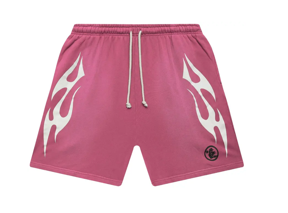 Hellstar Flame Shorts Pink White - Qualité Los Angeles