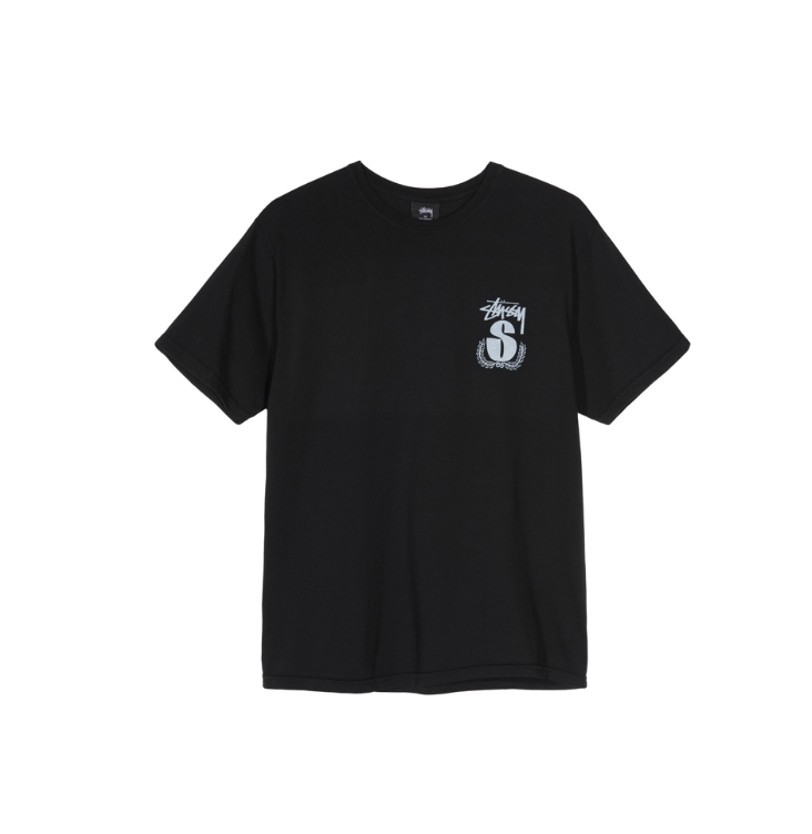Stussy S Wreath Pigment Dyed Tee Black
