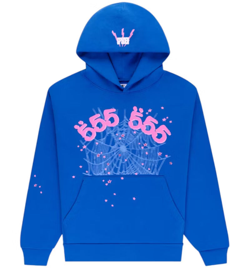 Sp5der Angel Number Hoodie Blue