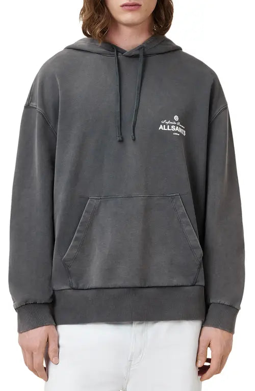 AllSaints Soleil Oth Cotton Graphic Hoodie Washed Black