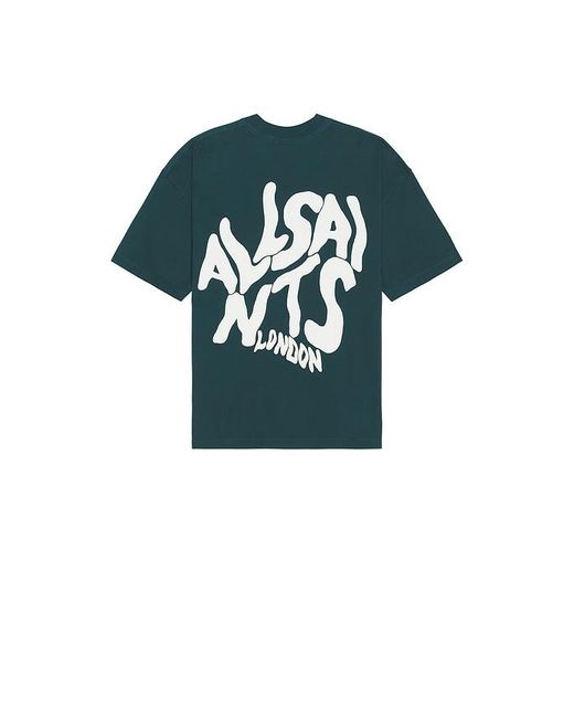 AllSaints Orlando Logo Oversize Graphic T-Shirt Cove Blue