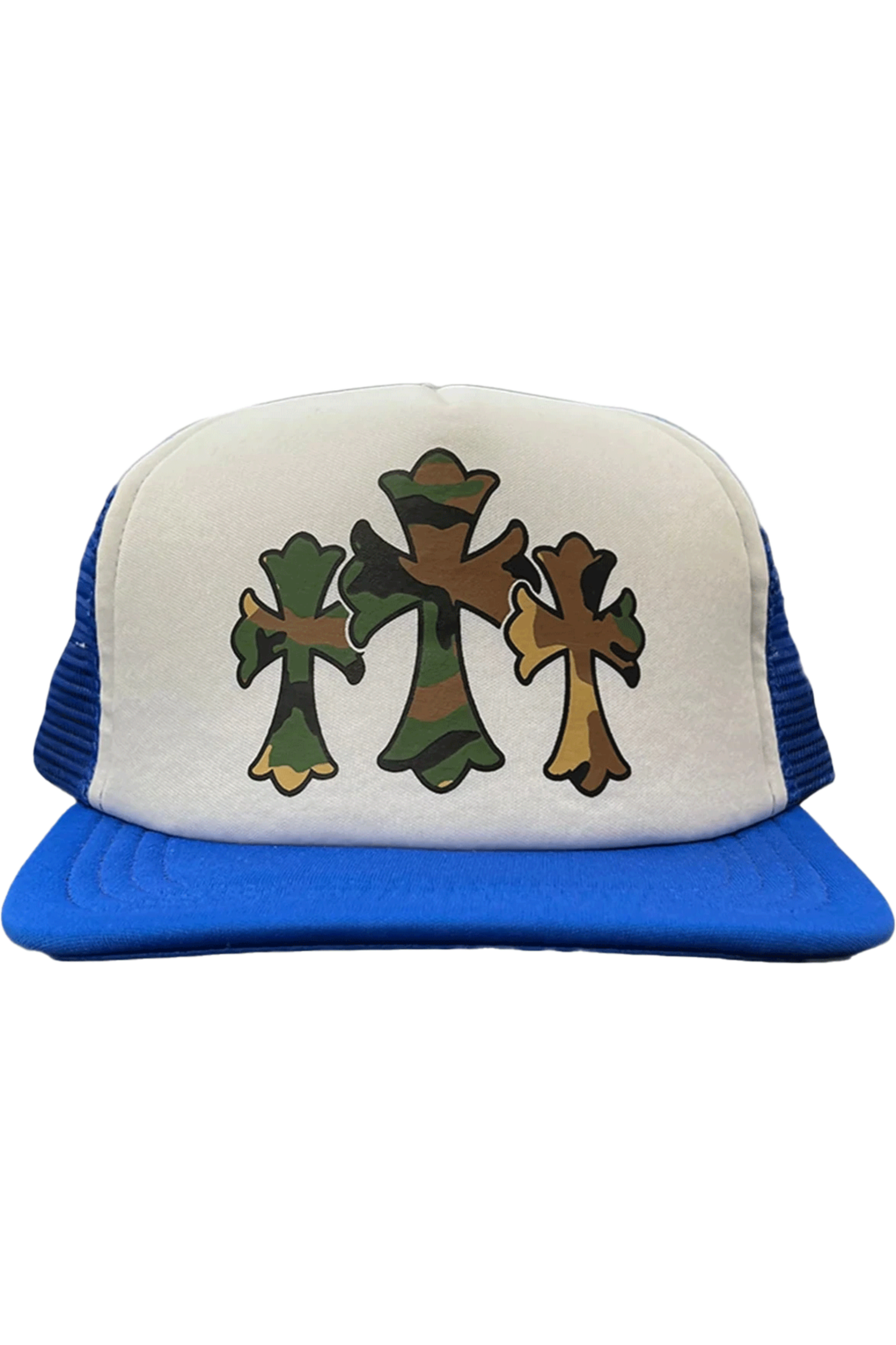 Chrome Hearts Triple Cross Camo Trucker Hat Blue - Qualité Los Angeles