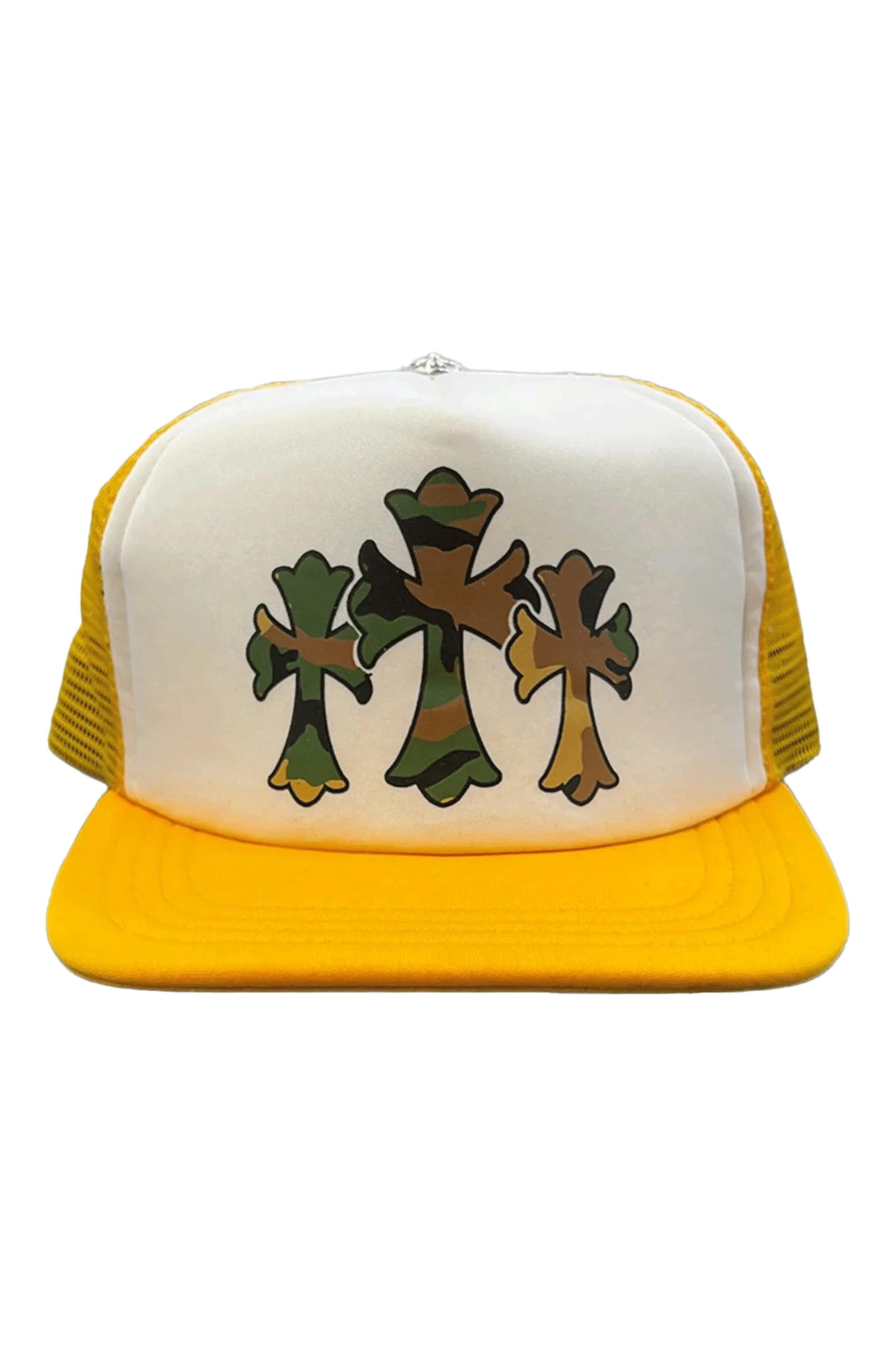 Chrome Hearts Triple Cross Camo Trucker Hat Yellow - Qualité Los Angeles