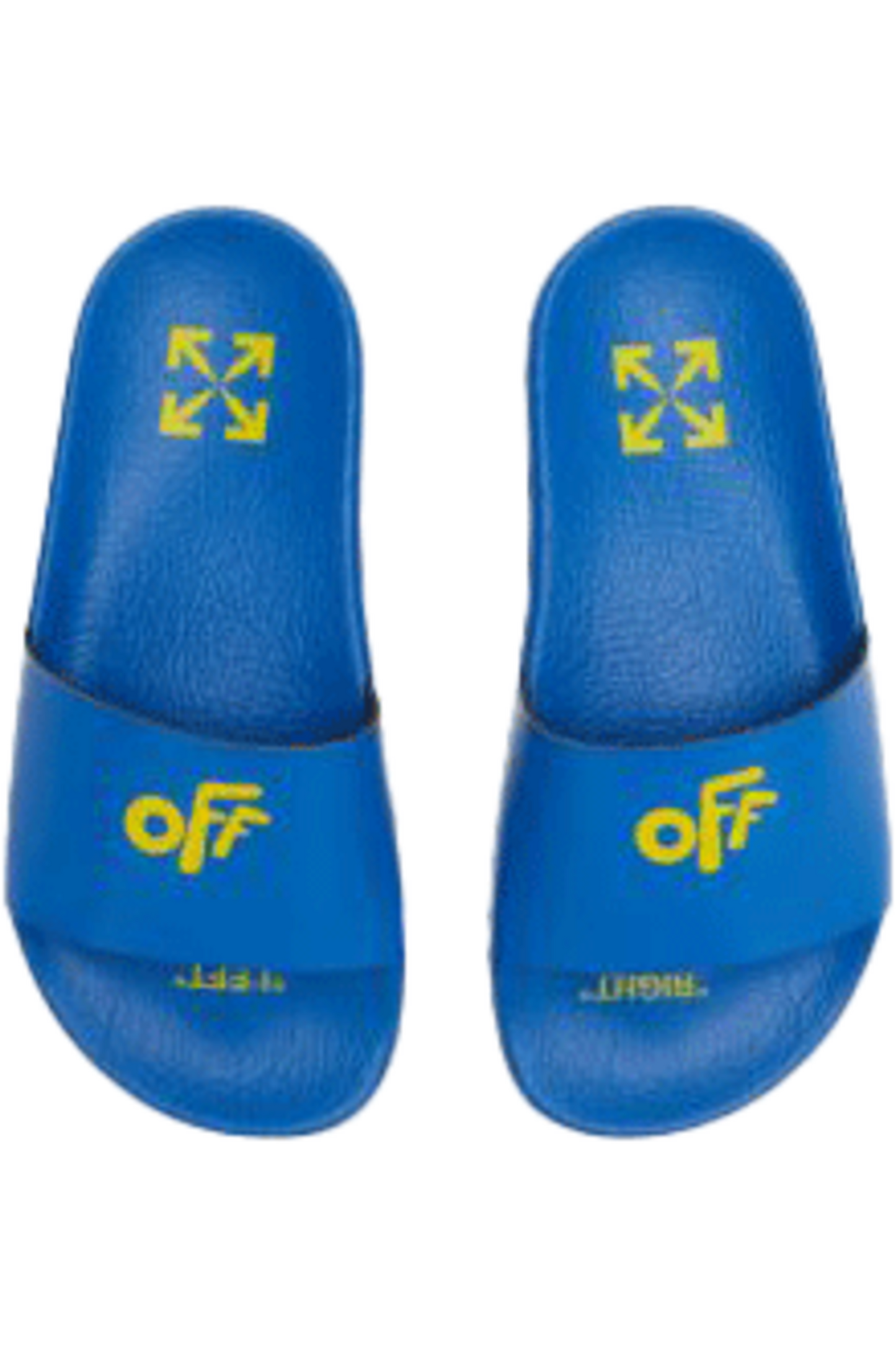OFF White Pool Slides Blue/Yellow For Kids - Qualité Los Angeles