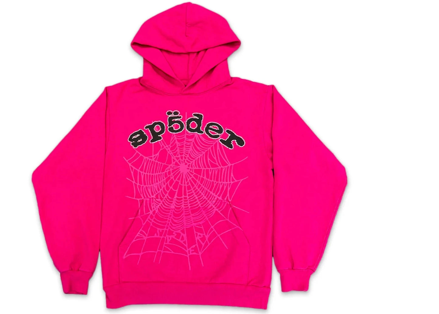 Sp5der OG Web V2 Hoodie Pink (Black Text)