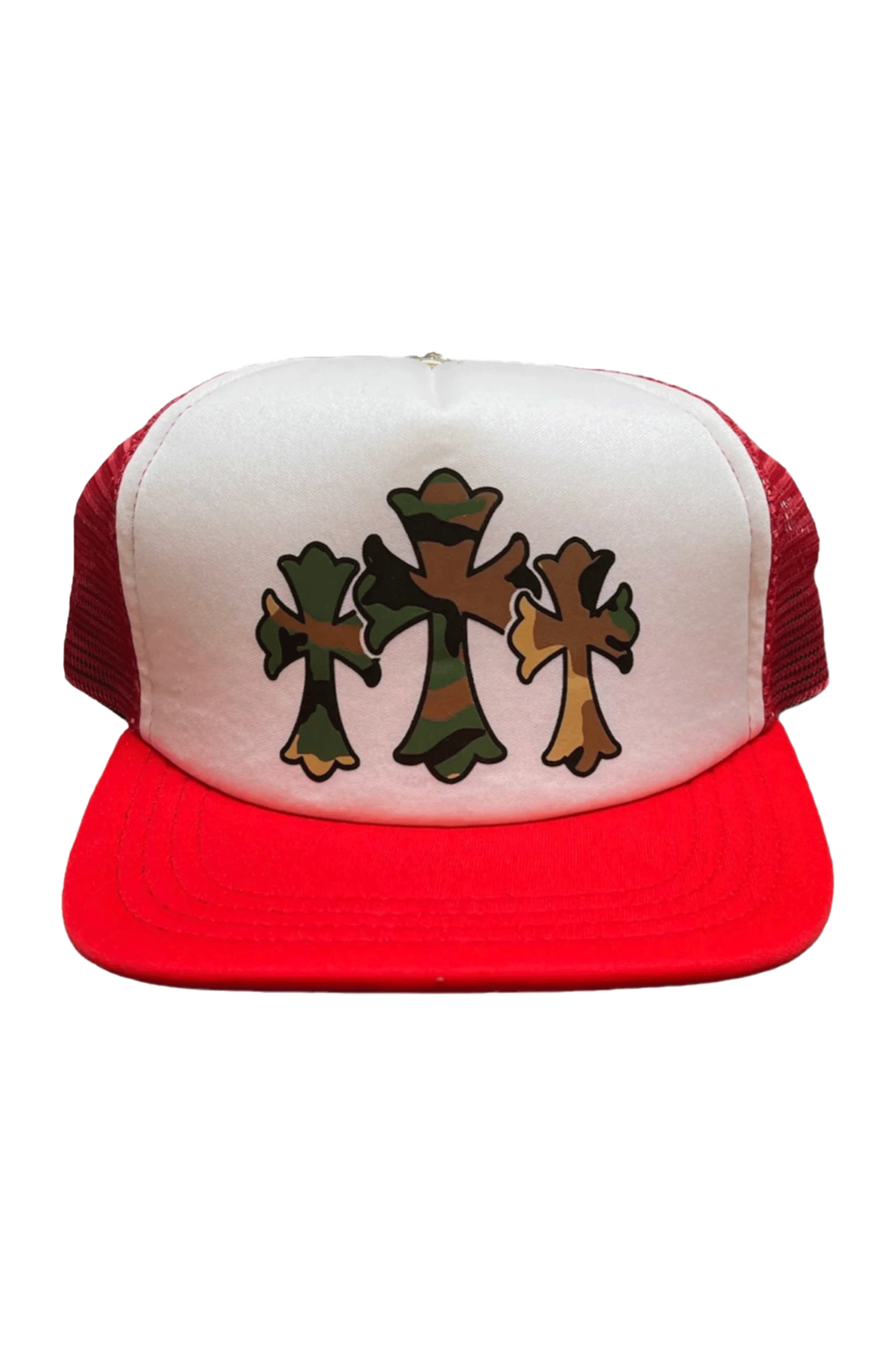 Chrome Hearts Triple Cross Camo Trucker Hat Red - Qualité Los Angeles