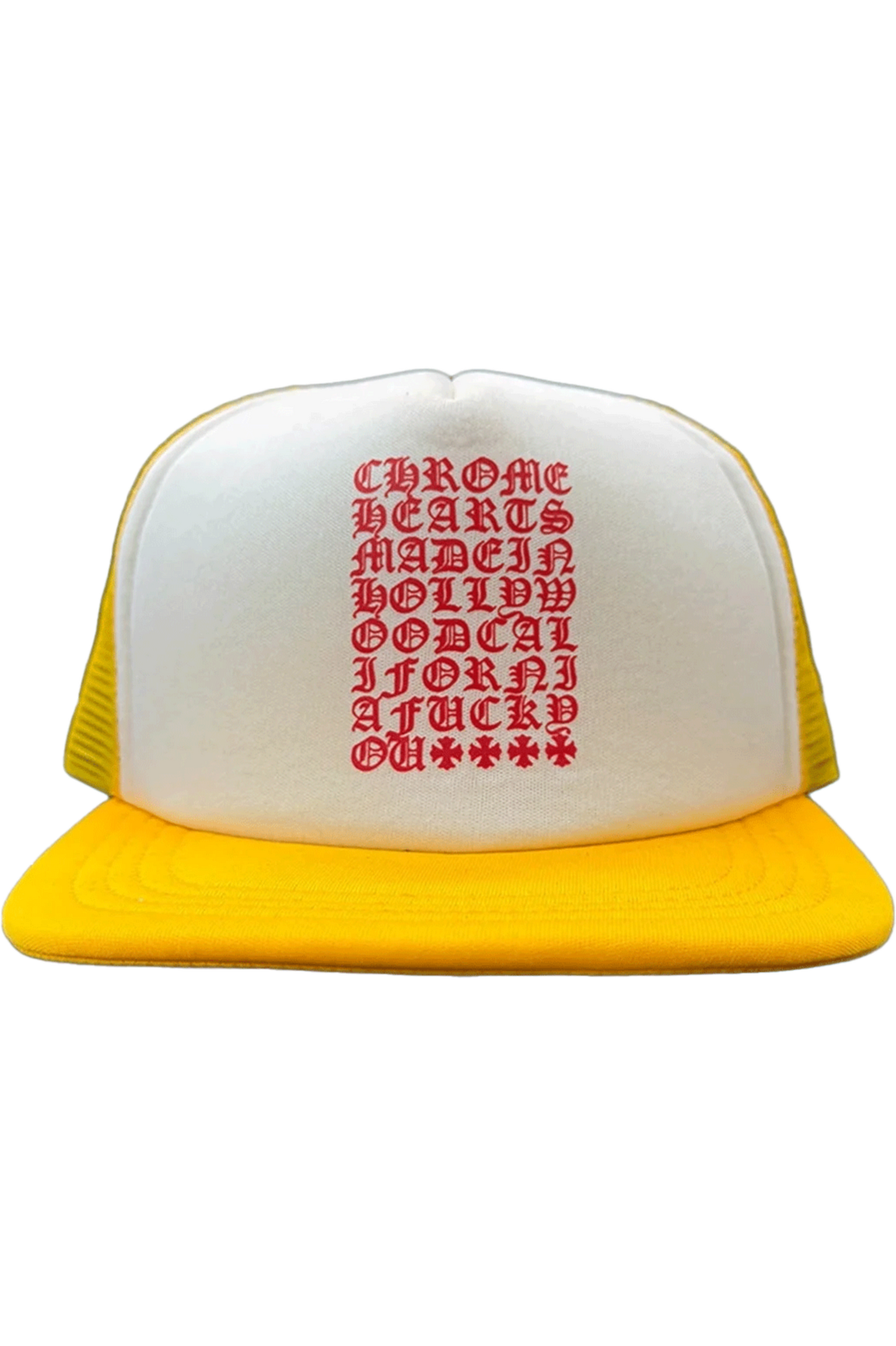 Chrome Hearts Eyechart Trucker Hat Yellow