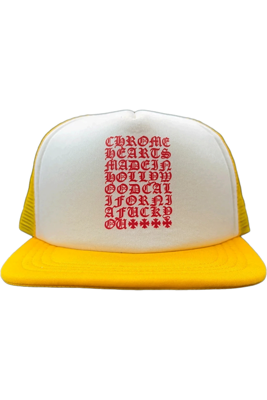 Chrome Hearts Eyechart Trucker Hat Yellow - Qualité Los Angeles