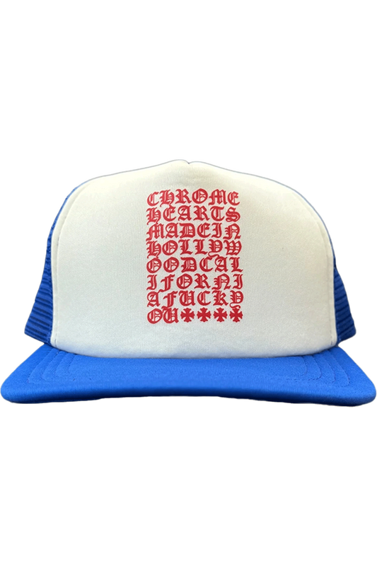 Chrome Hearts Eyechart Trucker Hat Blue - Qualité Los Angeles