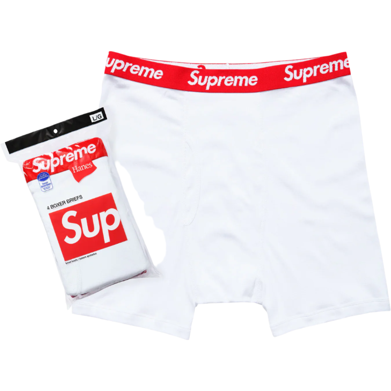 Supreme Hanes Boxer Briefs 4 Pack White