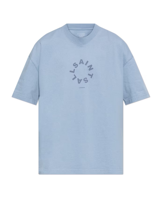 AllSaints Tierra Oversized Crew Neck Logo T-Shirt Willow Blue