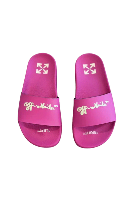 OFF White Pool Slides Fuchsia/Yellow For Kids
