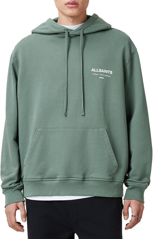 AllSaints Underground Logo Graphic Hoodie Smokey Green