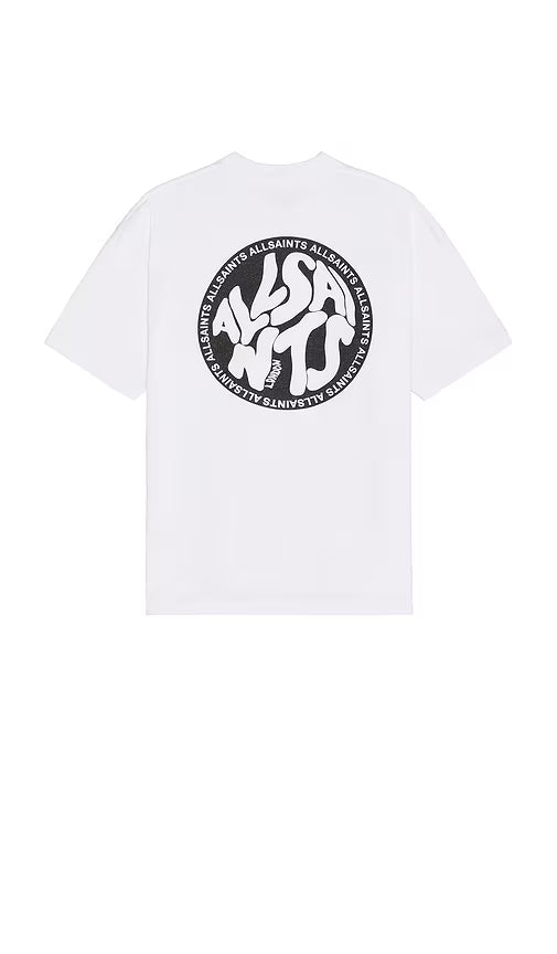 AllSaints Distortion Short Sleeve Logo T-Shirt Ashen White