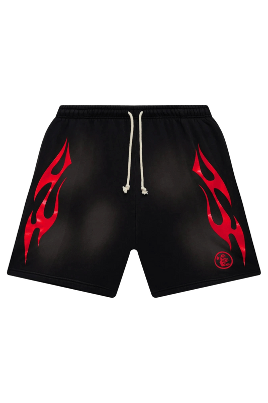 Hellstar Flame Shorts Black/Red