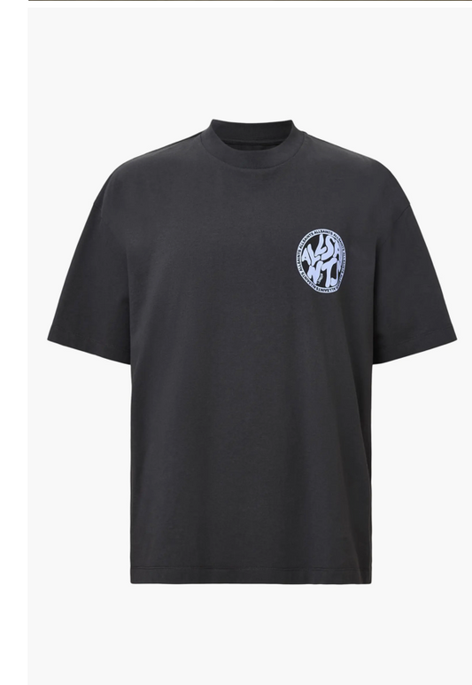 AllSaints Distortion Short Sleeve Logo T-Shirt Washed Black/Blue