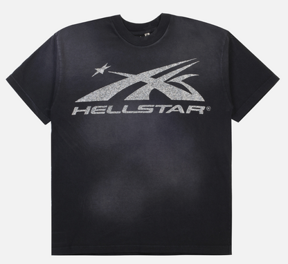 Hellstar Glitter Sport Logo Tee Vintage Grey