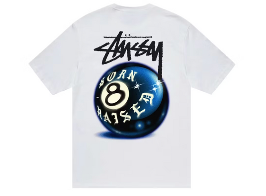 Stussy Born X Raised 8 Ball Tee White