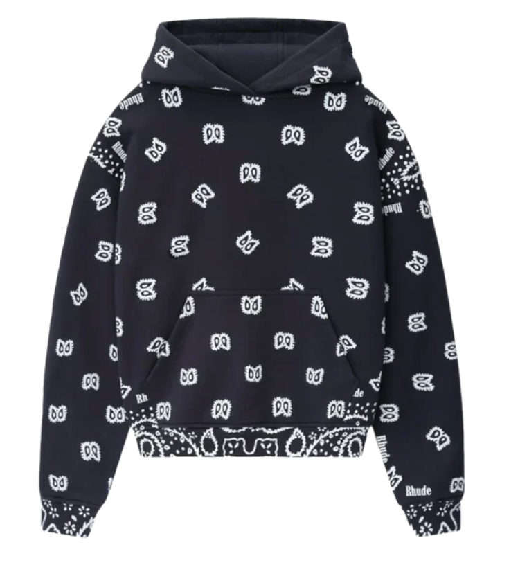 Rhude Bandana Print Hoodie Black - Qualité Los Angeles