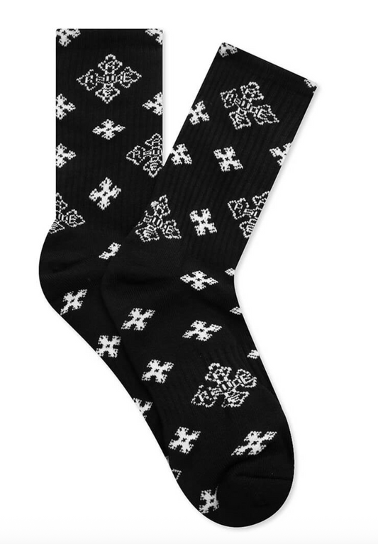 Rhude Cross Paisley Jacquard Socks 'Black/White' - Qualité Los Angeles