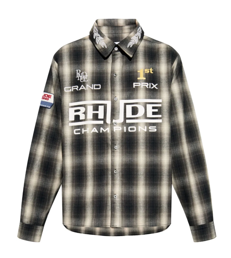 Rhude Racing Flannel Black/Grey - Qualité Los Angeles