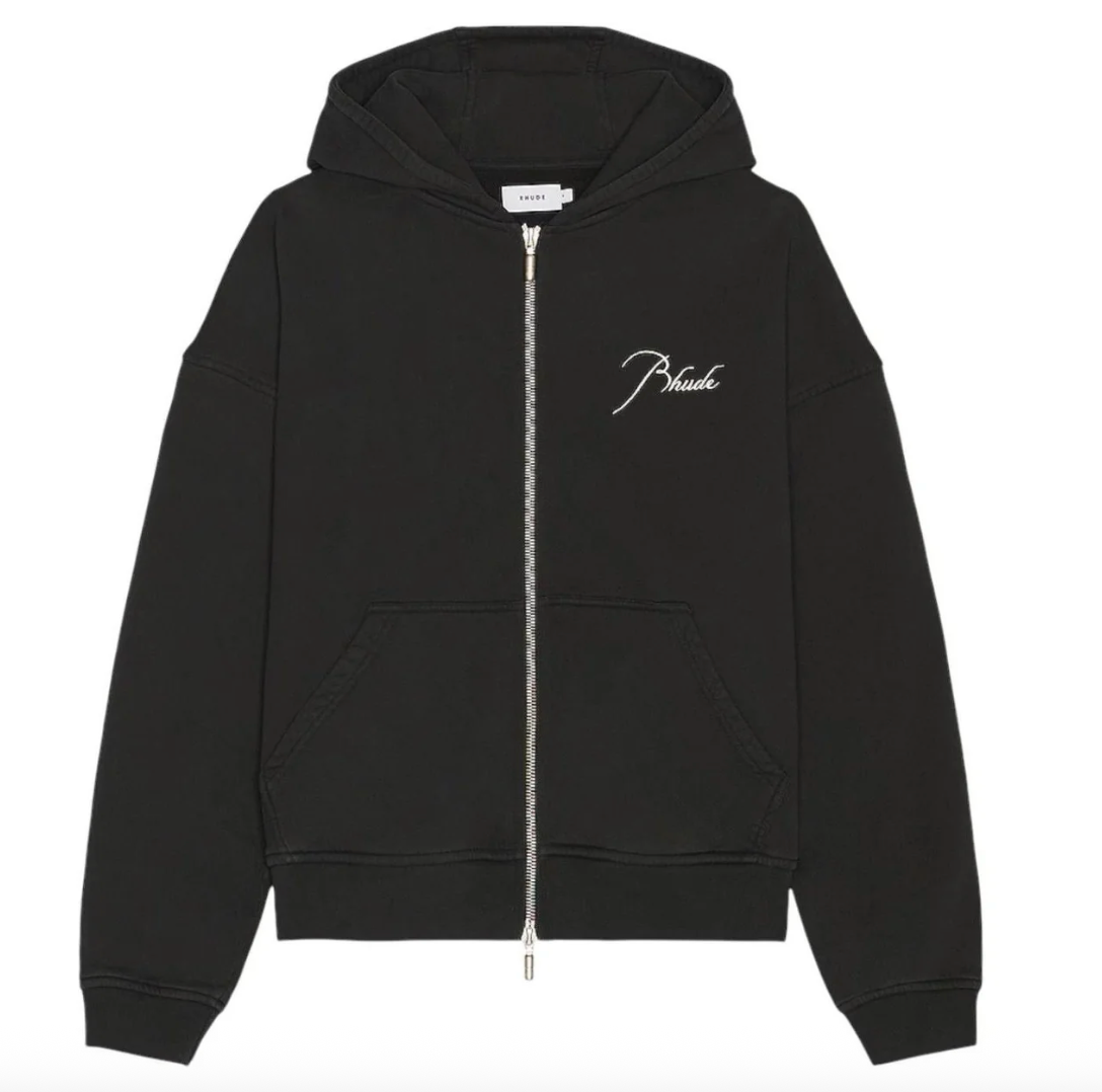 Rhude Classique Zip Up Hoodie Black - Qualité Los Angeles