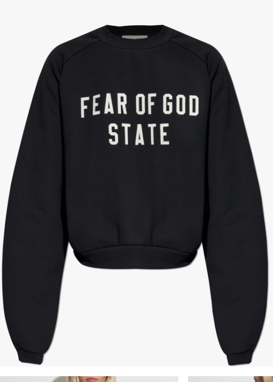 FEAR OF GOD ESSENTIALS BLACK SWEATSHIRT WITH EMBROIDERED LOGO - Qualité Los Angeles