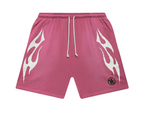 Hellstar Flame Shorts Pink White - Qualité Los Angeles