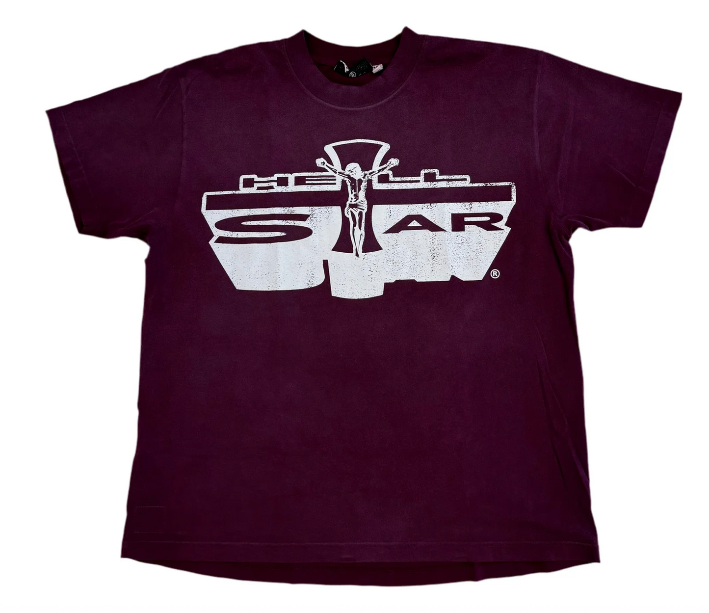 Hellstar Jesus Tee Burgundy - Qualité Los Angeles