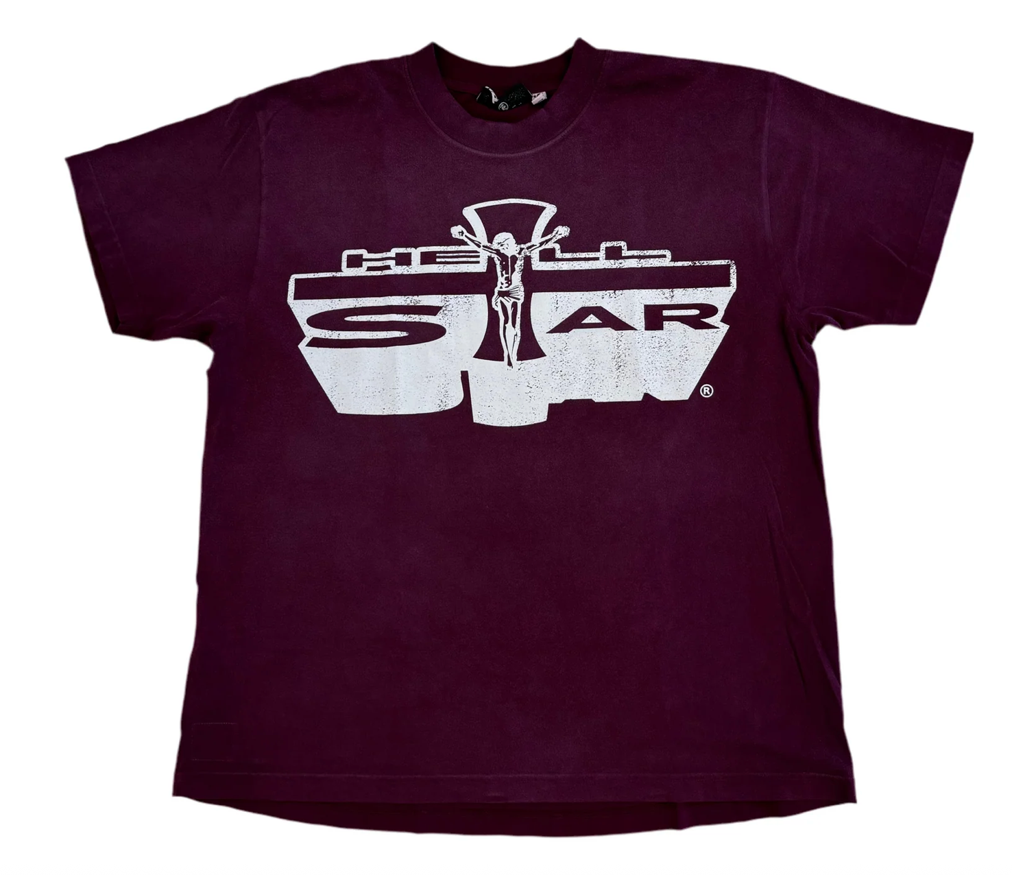 Hellstar Jesus Tee Burgundy - Qualité Los Angeles