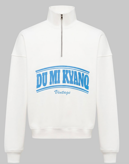 Du Mi Kyanq Vintage Quarter-Zip White/Blue - Qualité Los Angeles
