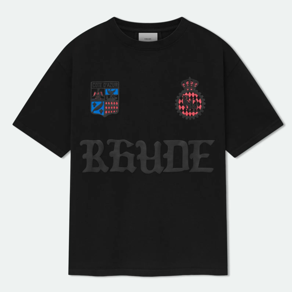 RHUDE COTE D'AZUR CREST OVERSIZED TEE BLACK - Qualité Los Angeles