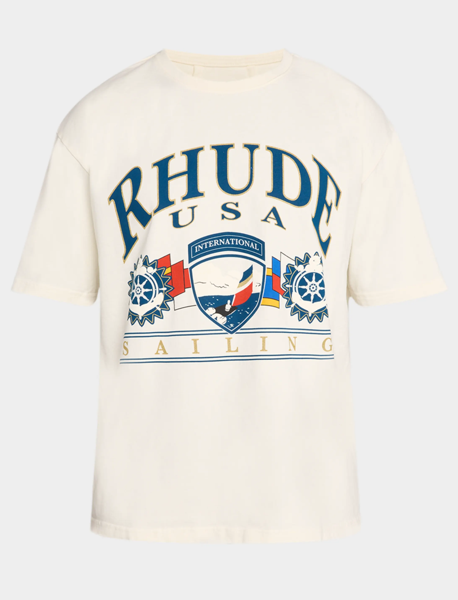 Rhude Men's USA Sailing Icon Cotton T-Shirt - Qualité Los Angeles