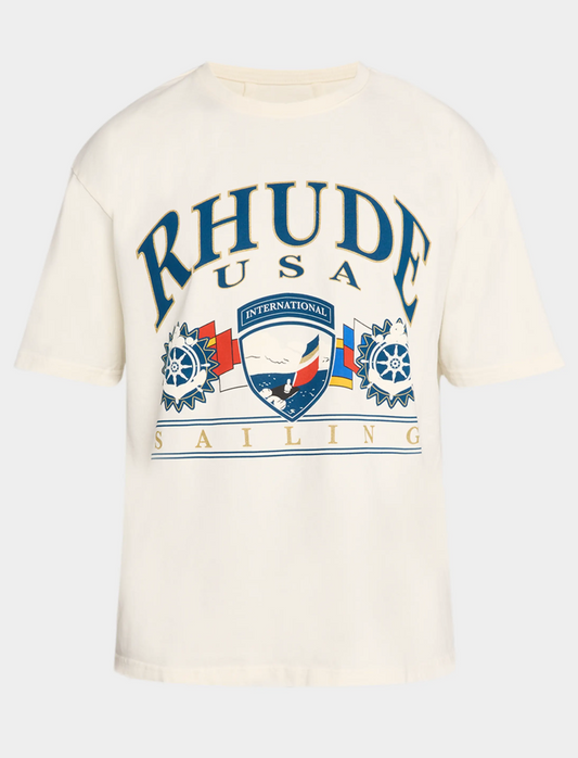 Rhude Men's USA Sailing Icon Cotton T-Shirt - Qualité Los Angeles