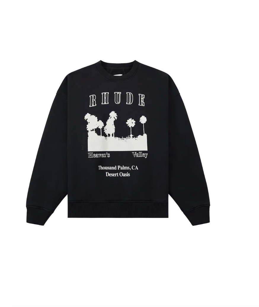 Rhude Thousand Palms Crewneck Vintage Black/White - Qualité Los Angeles