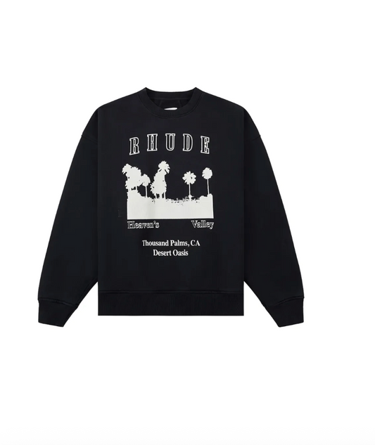 Rhude Thousand Palms Crewneck Vintage Black/White - Qualité Los Angeles
