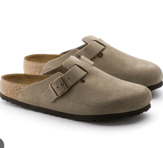 Birkenstock Boston Soft Footbed Suede Taupe - Qualité Los Angeles