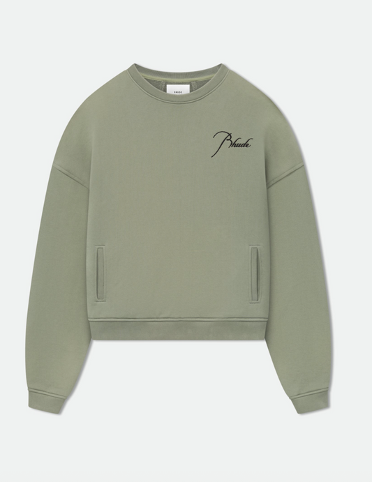 Rhude Classique Crewneck Sweatshirt Green - Qualité Los Angeles