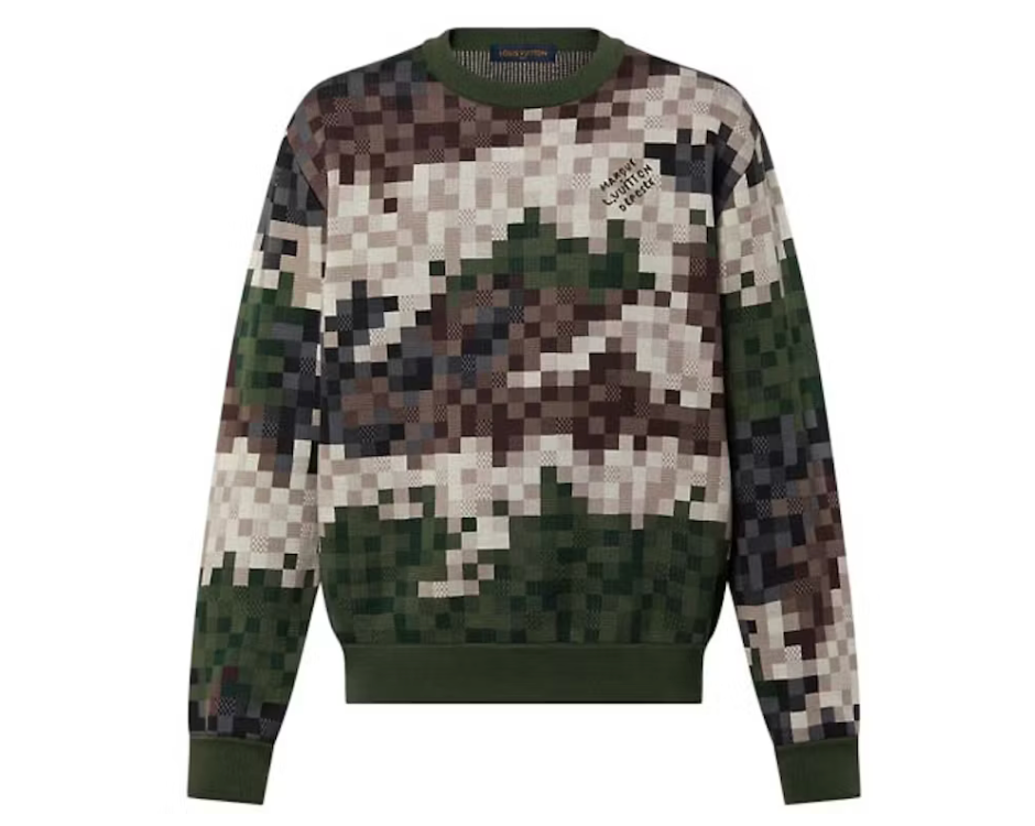 Louis Vuitton Damier Damoflage Cotton Jacquard Pullover Green Damoflage Damier - Qualité Los Angeles