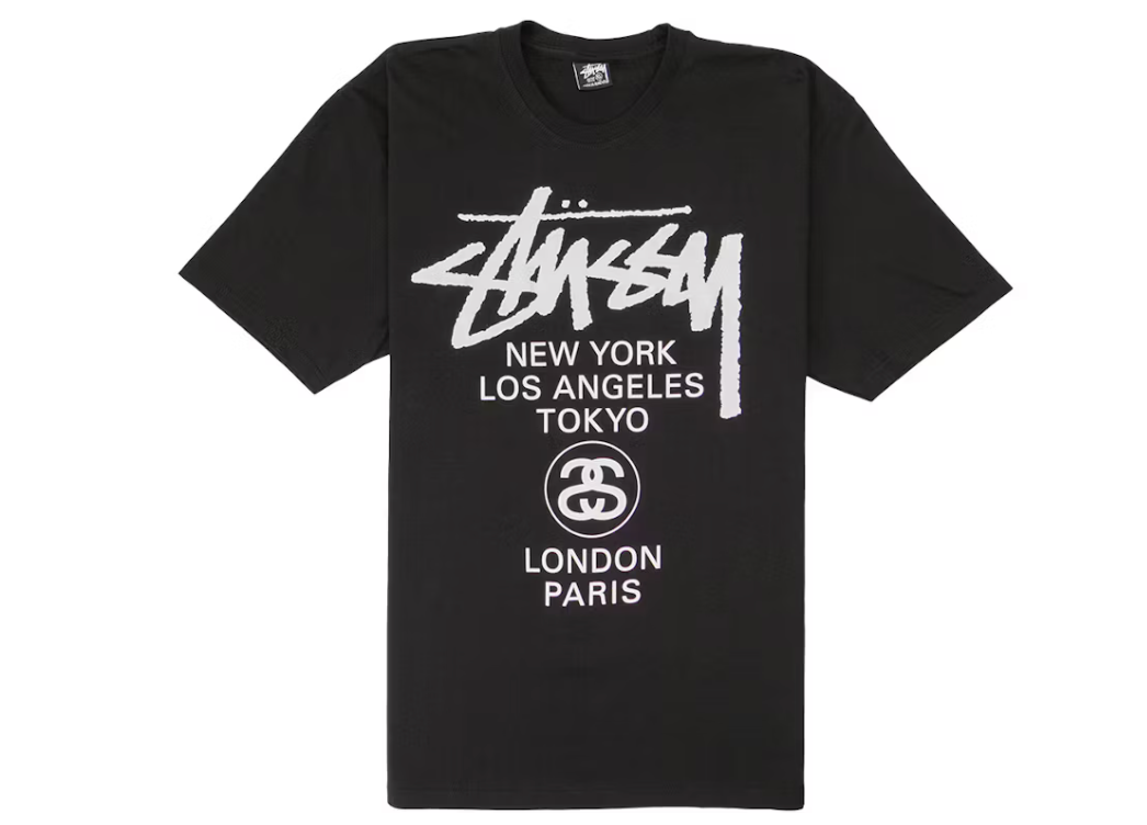 Stussy World Tour T-shirt Black - Qualité Los Angeles