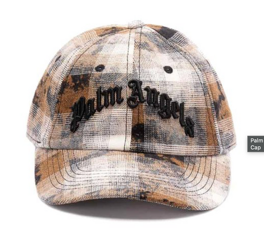 PALM ANGELS Curved Logo Check Cap - Qualité Los Angeles