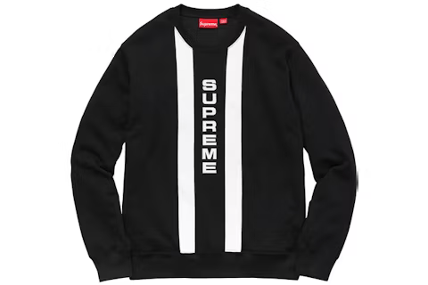 Supreme Vertical Logo Panel Crewneck Black