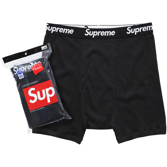 Supreme Hanes Boxer Briefs 4 Pack Black