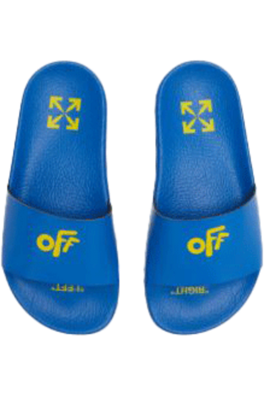 OFF White Pool Slides Blue/Yellow For Kids - Qualité Los Angeles