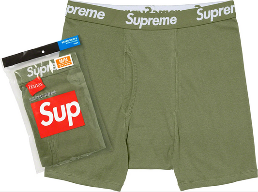 Supreme Hanes Boxer Briefs 2 Pack Olive