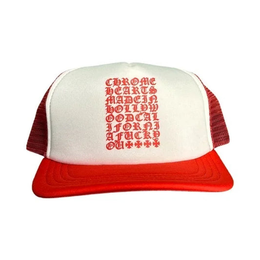 Chrome Hearts Eyechart Trucker Hat Red